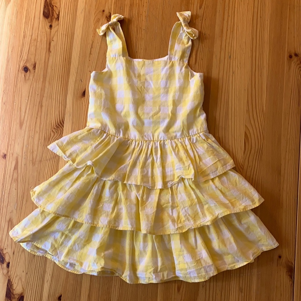Girls yellow & white tank top dress